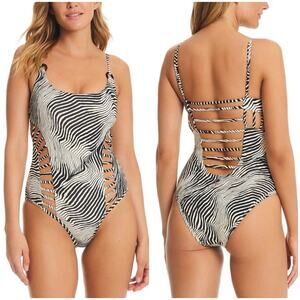 Red Carter Women's Side-Cutout Strappy-Back‎ One-Piece Swimsuit Size Large